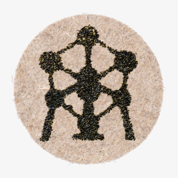 Atomium made from plant seeds to water and grow