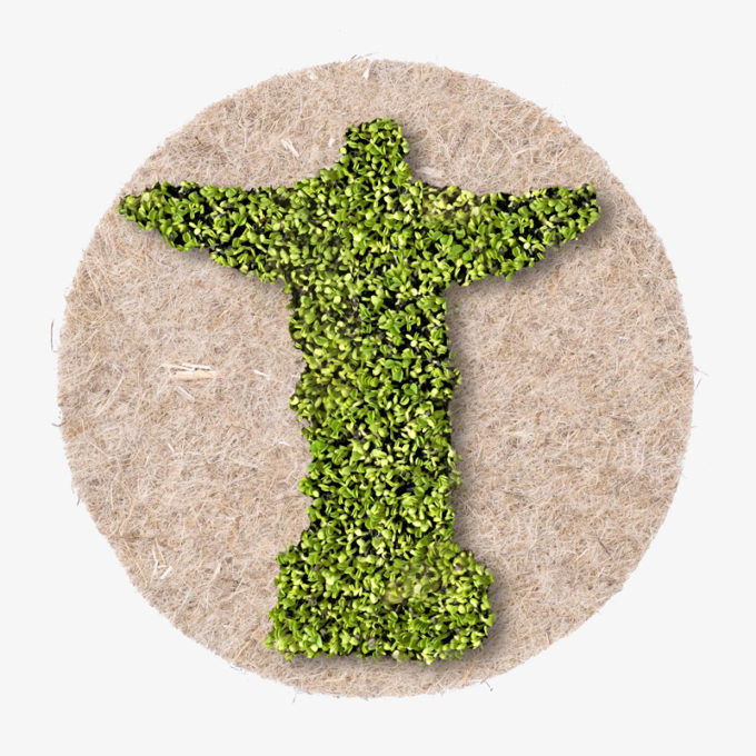 Cristo Redentor with green growing plants